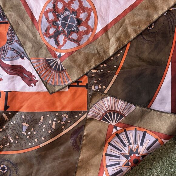 VINTAGE HERMES FEUX D’ARTIFICE FIREWORKS Green SILK SCARF WRAP 1937-1990 34X34 - Picture 3 of 5